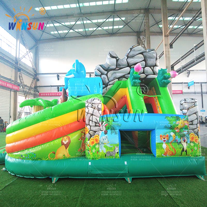 Jungle Animals Inflatable Bouncer Dry Slide