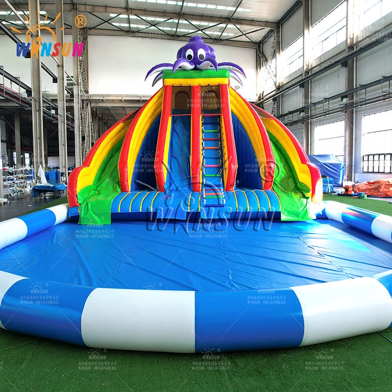 Inflatable Octopus Water Slide with Pool Outdoor