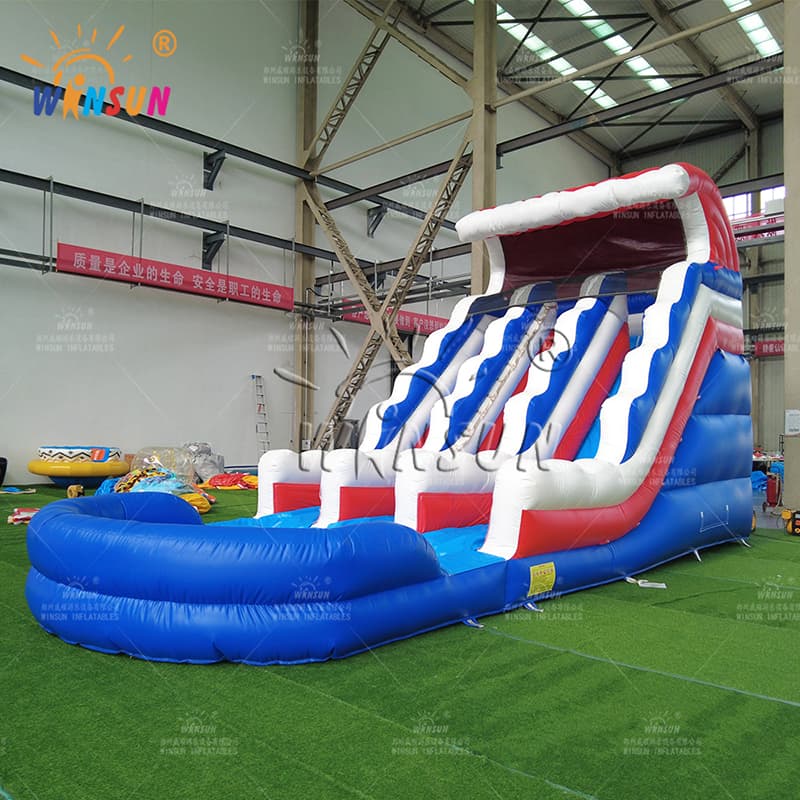 Red White and Blue Inflatable Ocean Water Slide