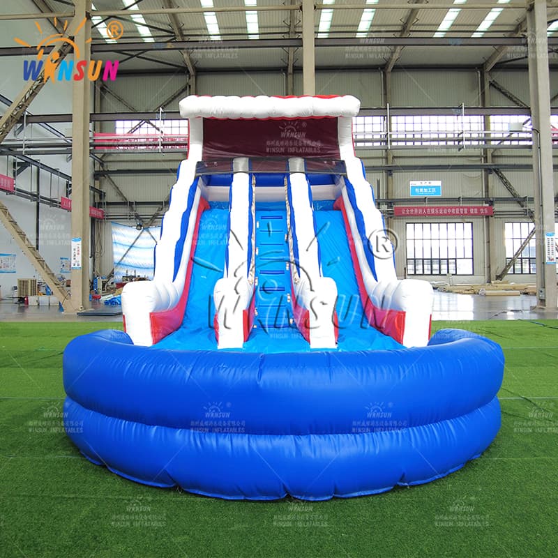 Red White and Blue Inflatable Ocean Water Slide