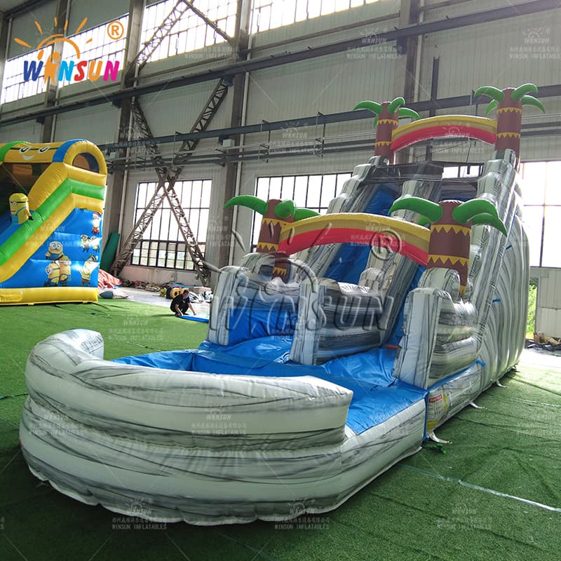 Gray Marble Inflatable Wet/Dry Slide