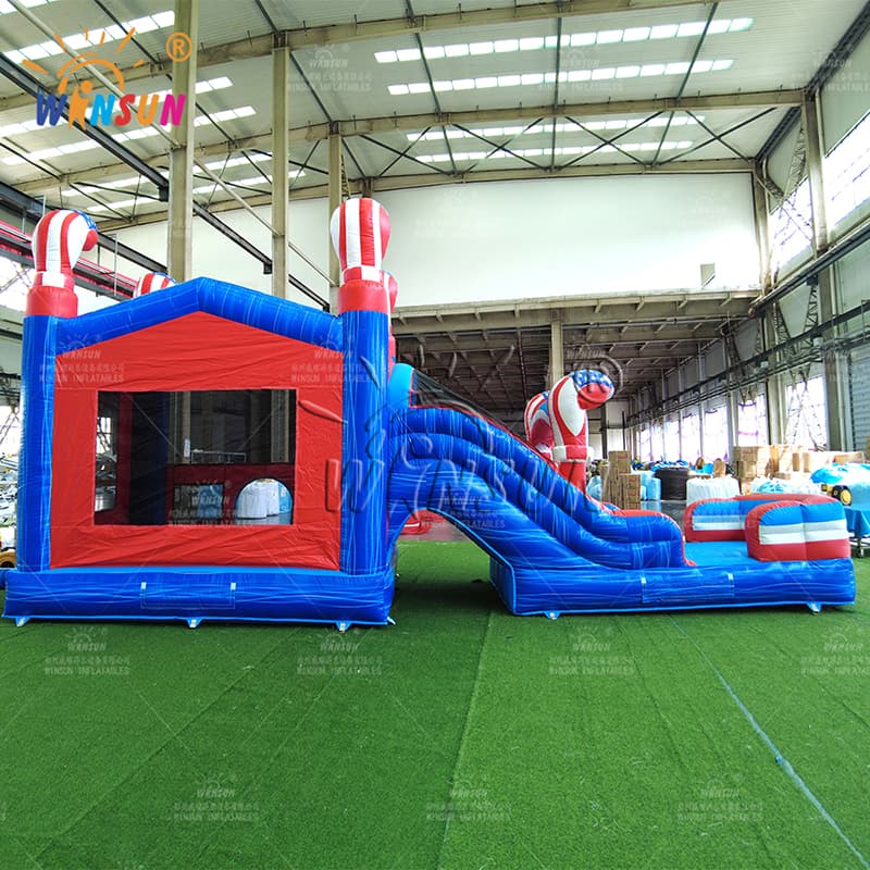 American Flag Combo Inflatable Bounce House with Slide