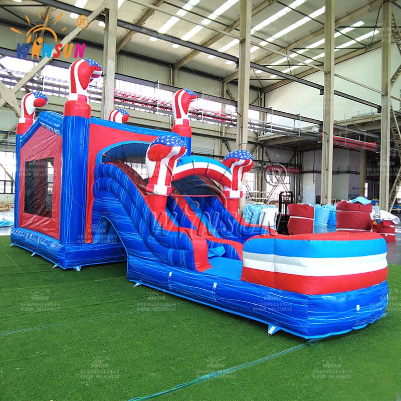 American Flag Combo Inflatable Bounce House with Slide