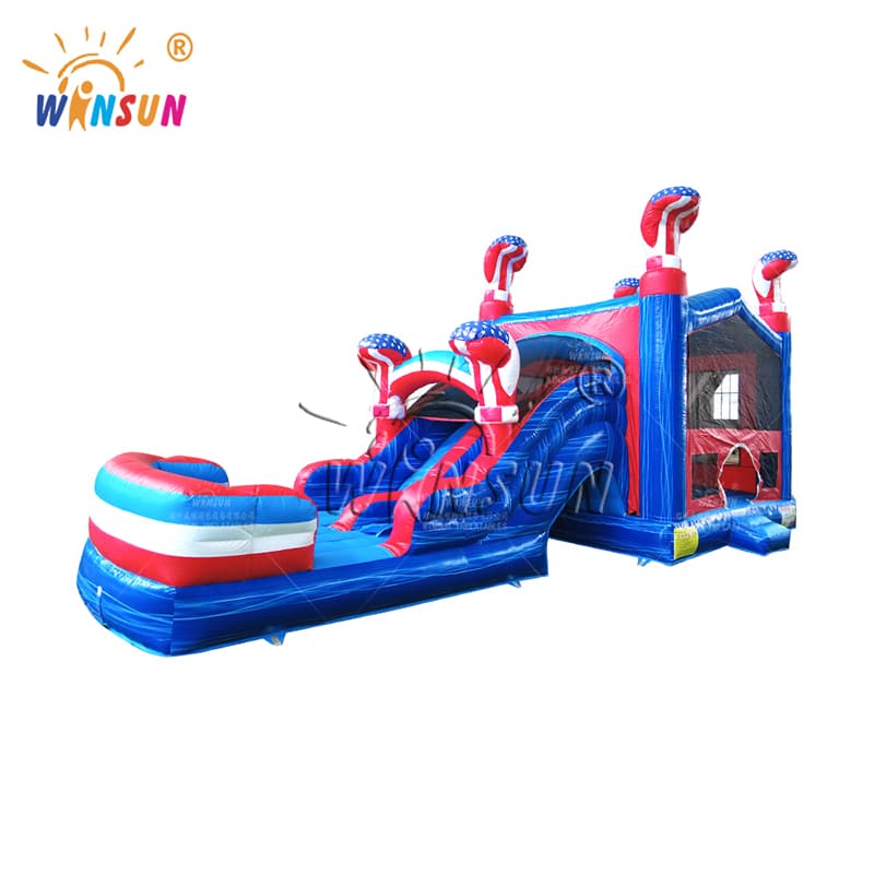 American Flag Combo Inflatable Bounce House with Slide