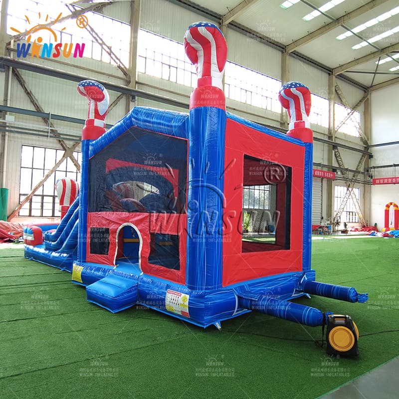 American Flag Combo Inflatable Bounce House with Slide