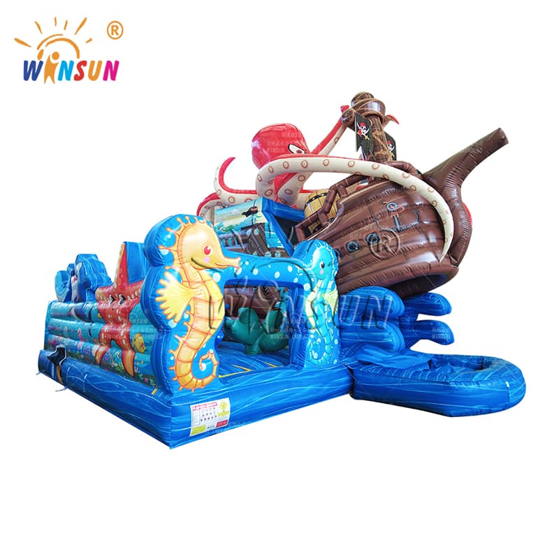 Octopus Pirate Ship Obstacle Inflatable Combo