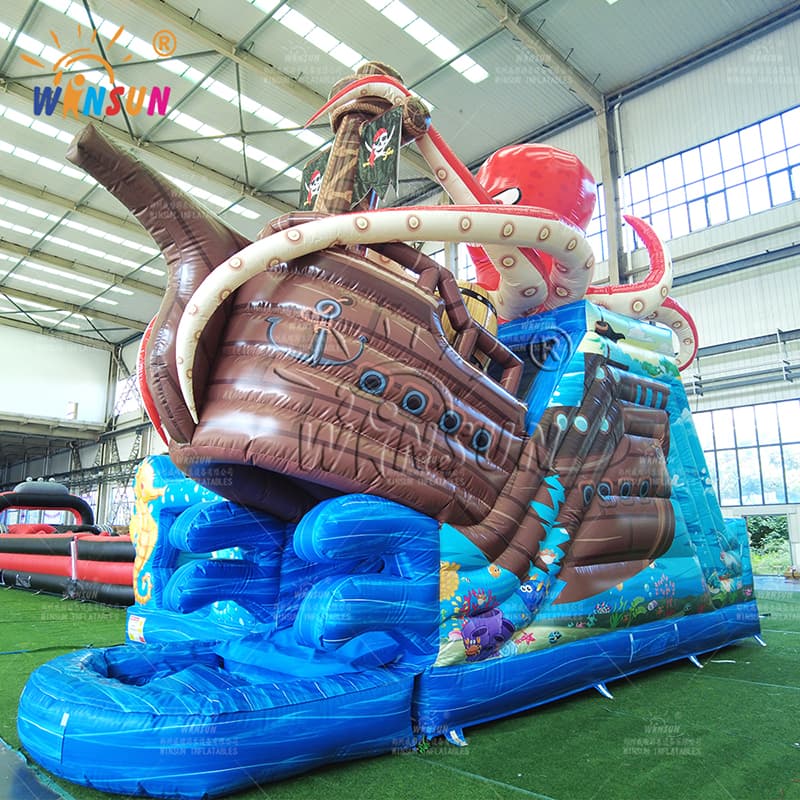 Octopus Pirate Ship Obstacle Inflatable Combo