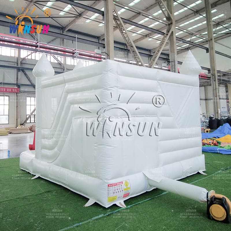 White Inflatable Bounce House with slide and Ocean Ball Pool