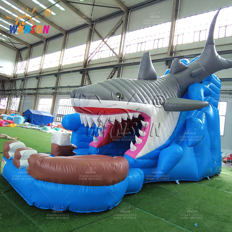 Shark One Lane Inflatable Water Slide For Sale