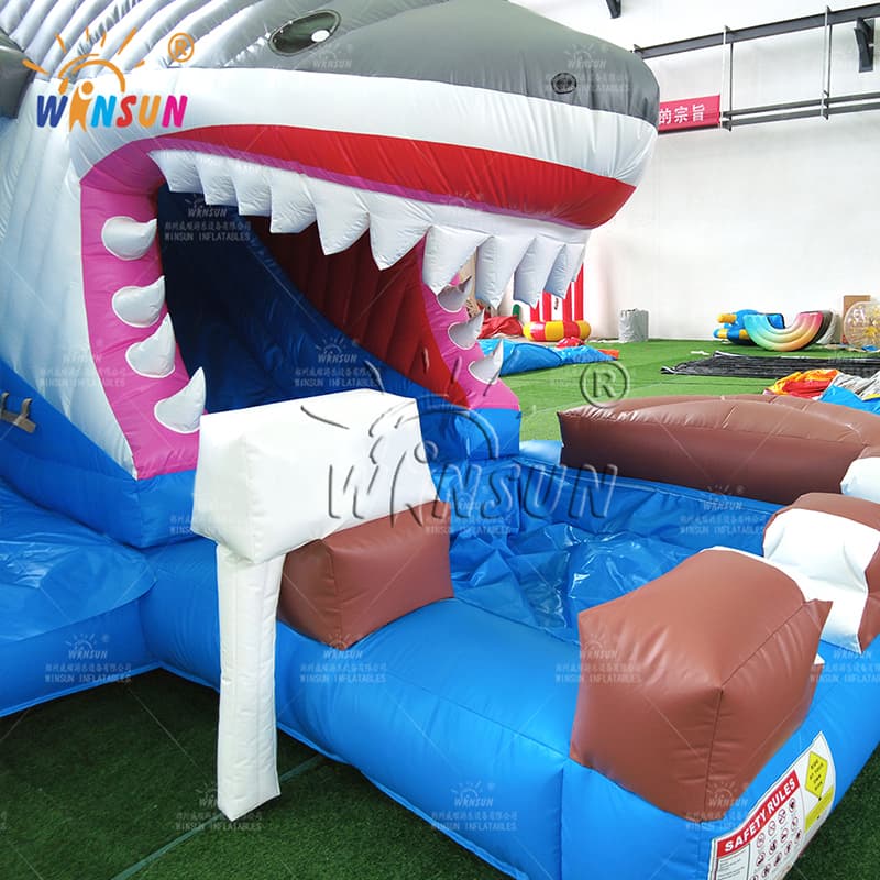 Shark One Lane Inflatable Water Slide For Sale