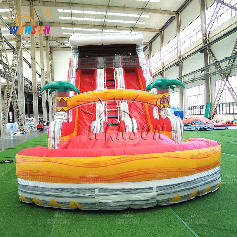 Commercial Coconut Tree Marble Inflatable Slide