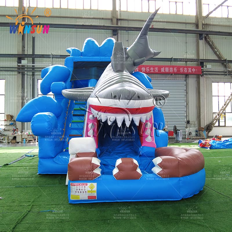 Shark One Lane Inflatable Water Slide For Sale