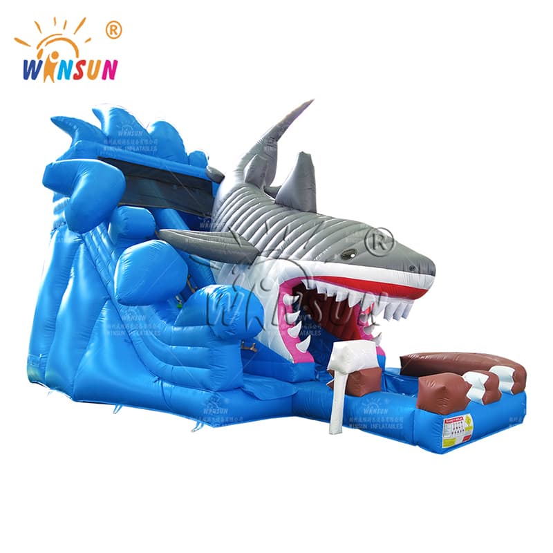 Shark One Lane Inflatable Water Slide For Sale